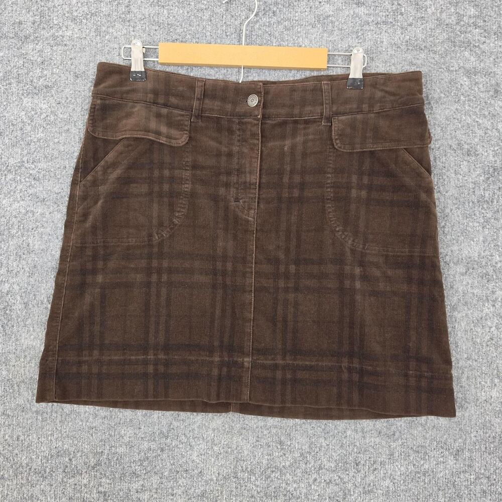 Vtg Burberry London Skirt Womens 12 Brown Plaid Corduroy Mini Fall Chic Luxury